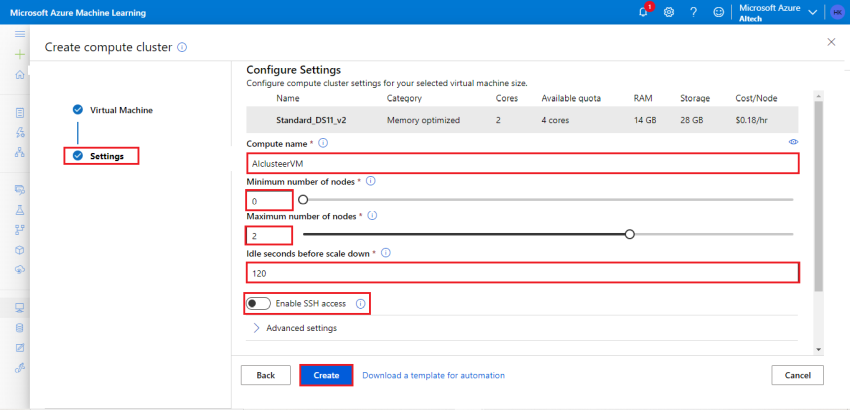 Learn to create the compute resources in the Azure Machine Learning workspace